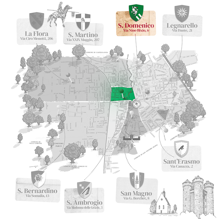 Mappa delle otto contrade di Legnano